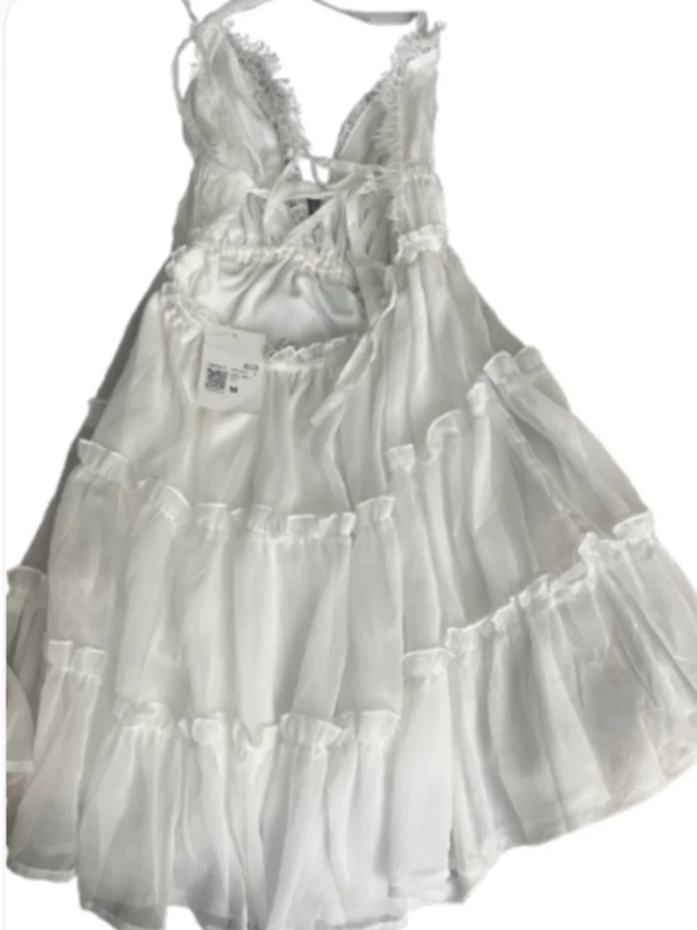 Forever 21 White Lace-Trim Ruffled Mini Dress - NWT - Size M